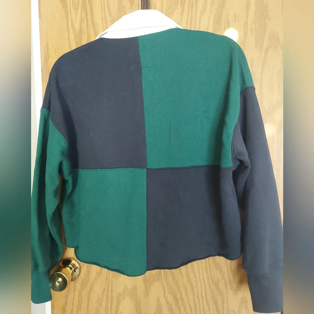 Abercrombie and Fitch cropped Rugby style color block preppy shirt sweatshirt - Picture 4 of 4